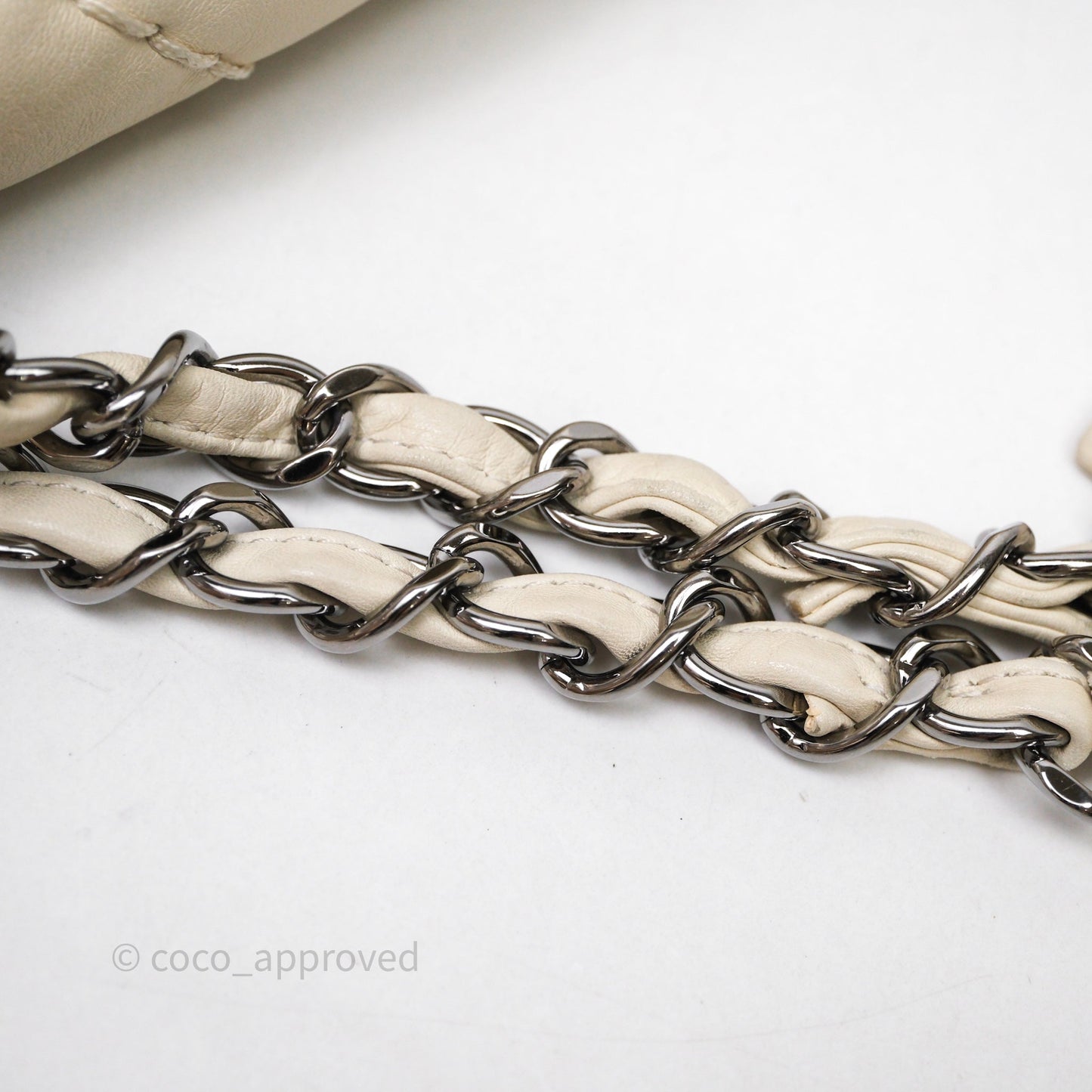 Chanel Expandable Ligne Flap Bag Ivory White Silver Hardware