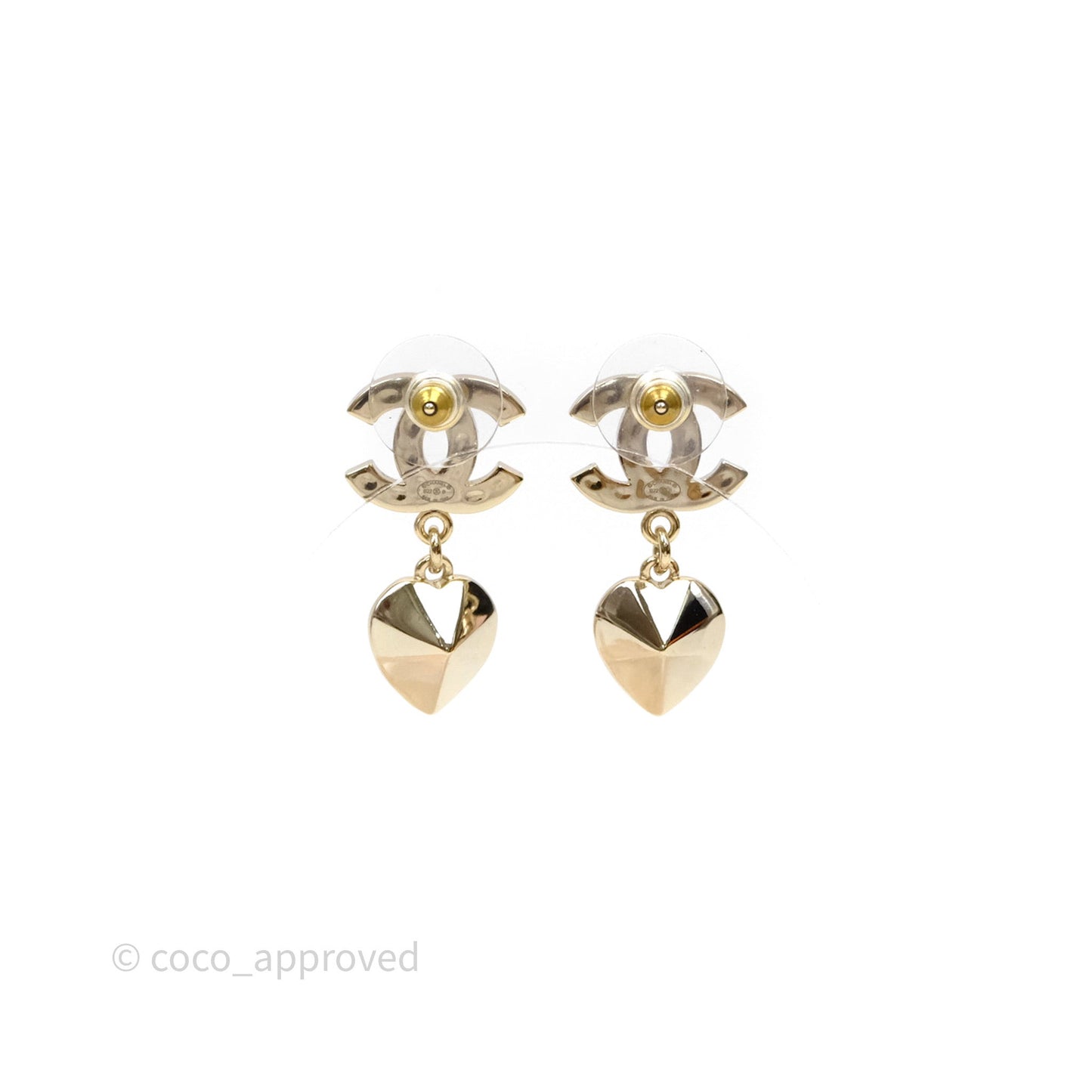 Chanel CC Crystal Heart Pink Drop Earrings 22B