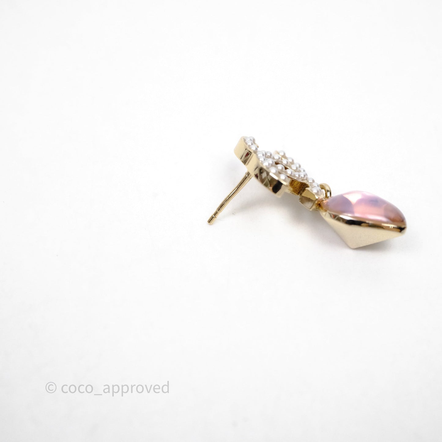 Chanel CC Crystal Heart Pink Drop Earrings 22B