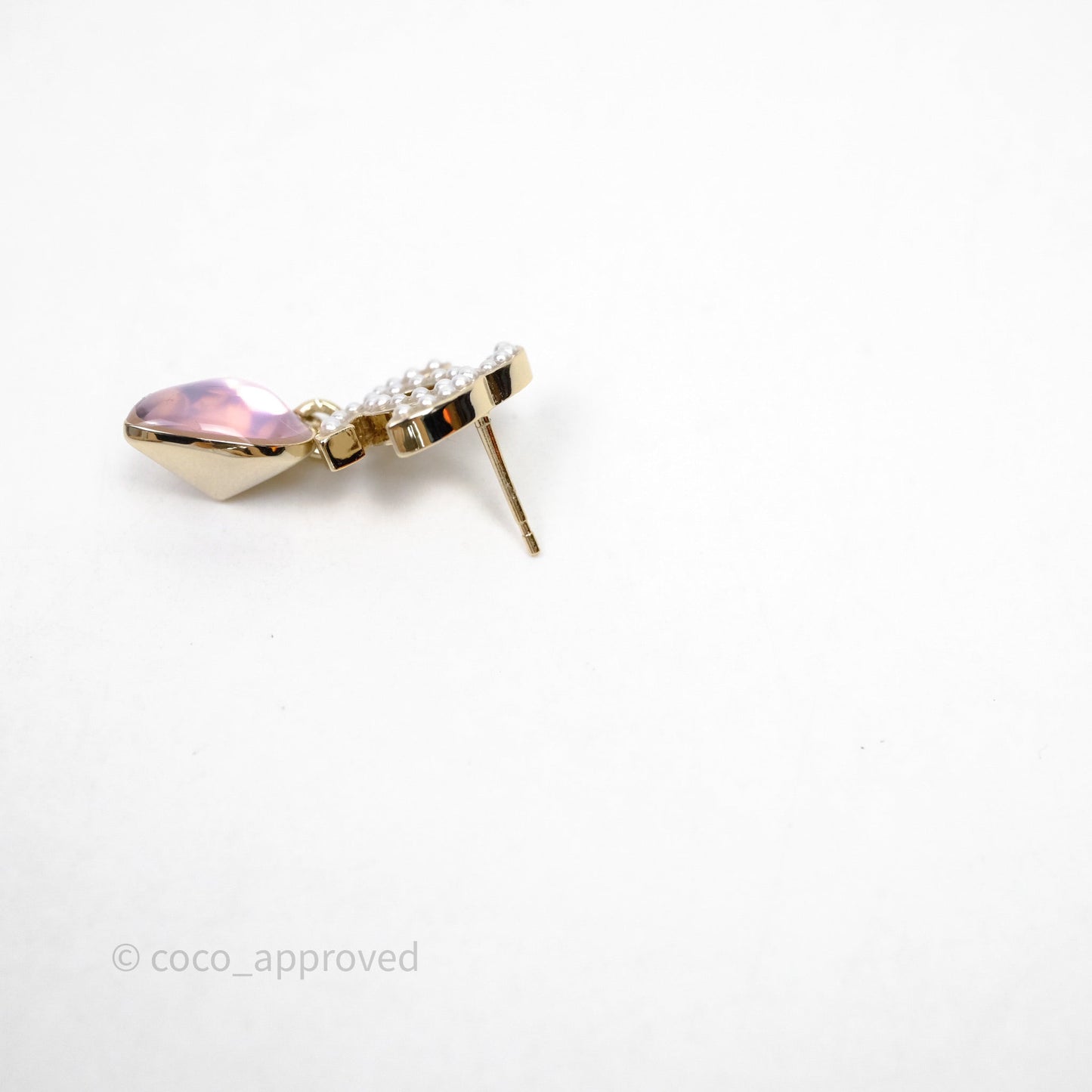 Chanel CC Crystal Heart Pink Drop Earrings 22B