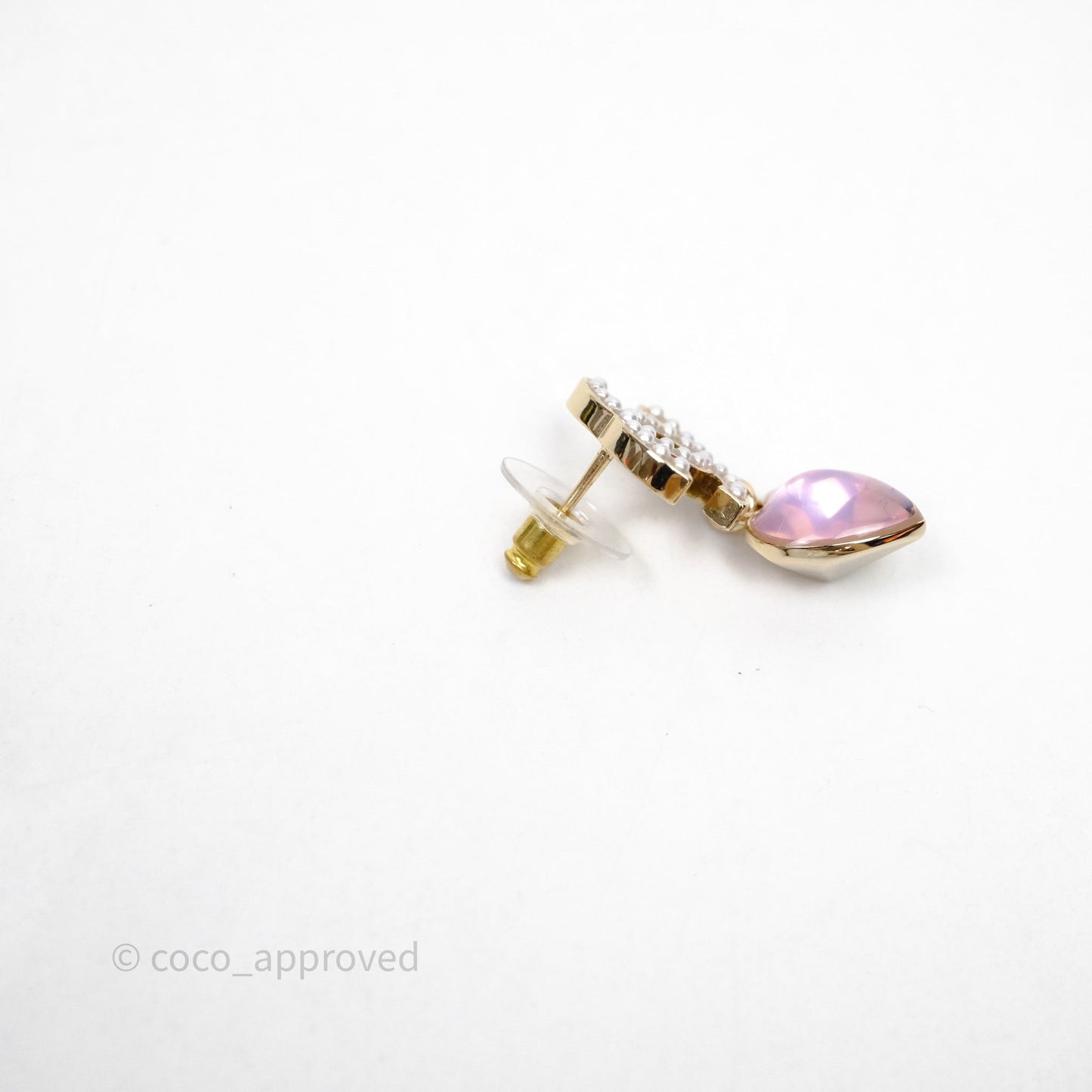 Chanel CC Crystal Heart Pink Drop Earrings 22B