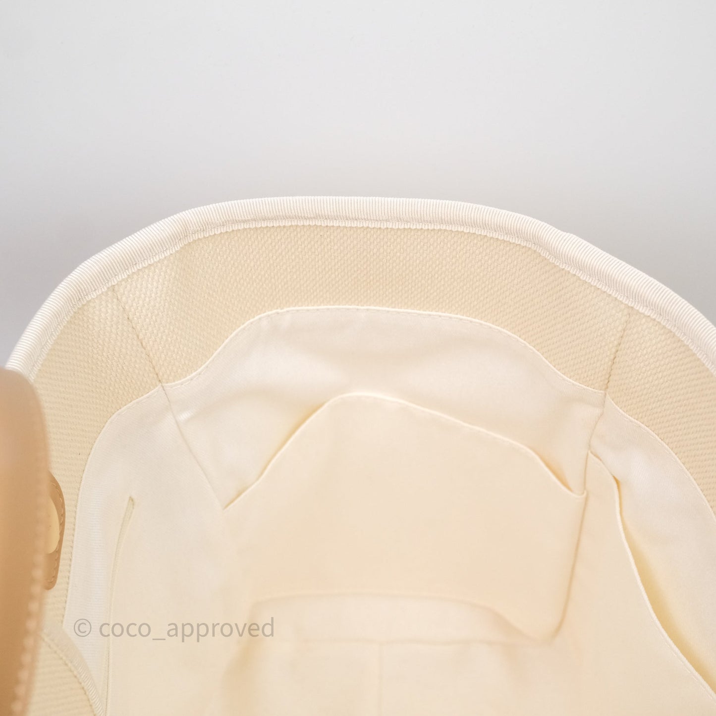 Chanel Large Deauville Light Beige Canvas Imitation Pearl