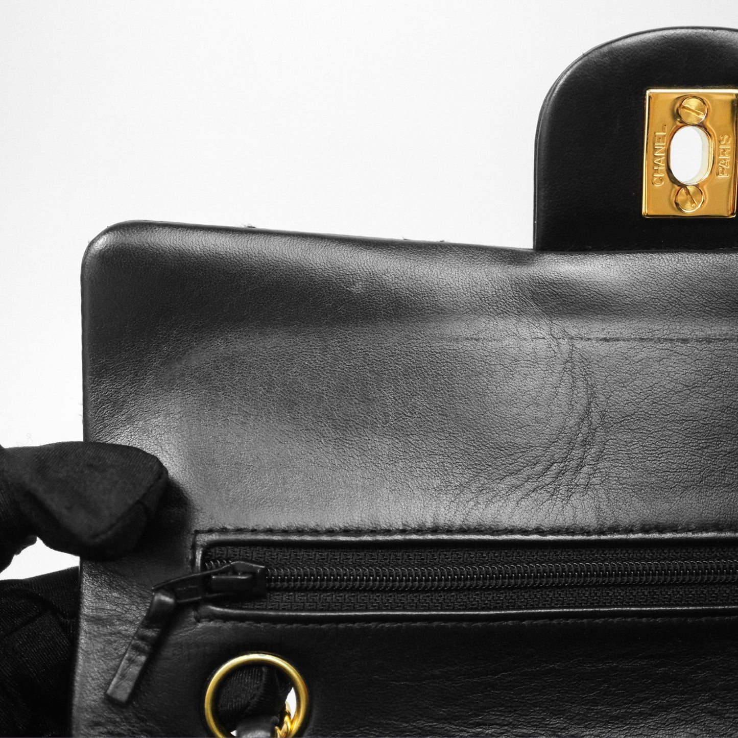 Chanel Vintage Lambskin Small Double Flap Bag Black Gold Hardware
