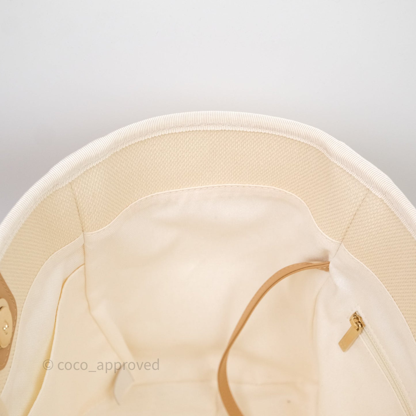 Chanel Large Deauville Light Beige Canvas Imitation Pearl