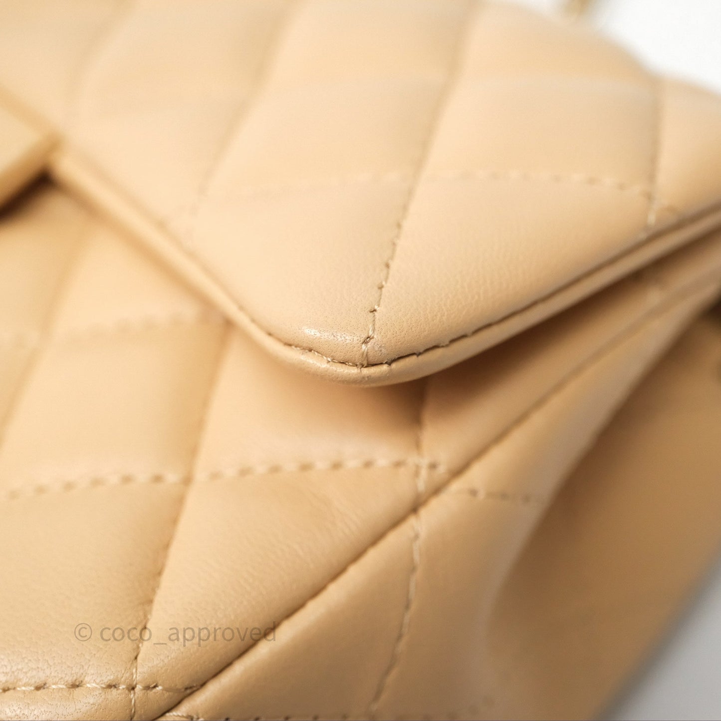 Chanel Mini Rectangular Quilted Beige Lambskin Gold Hardware