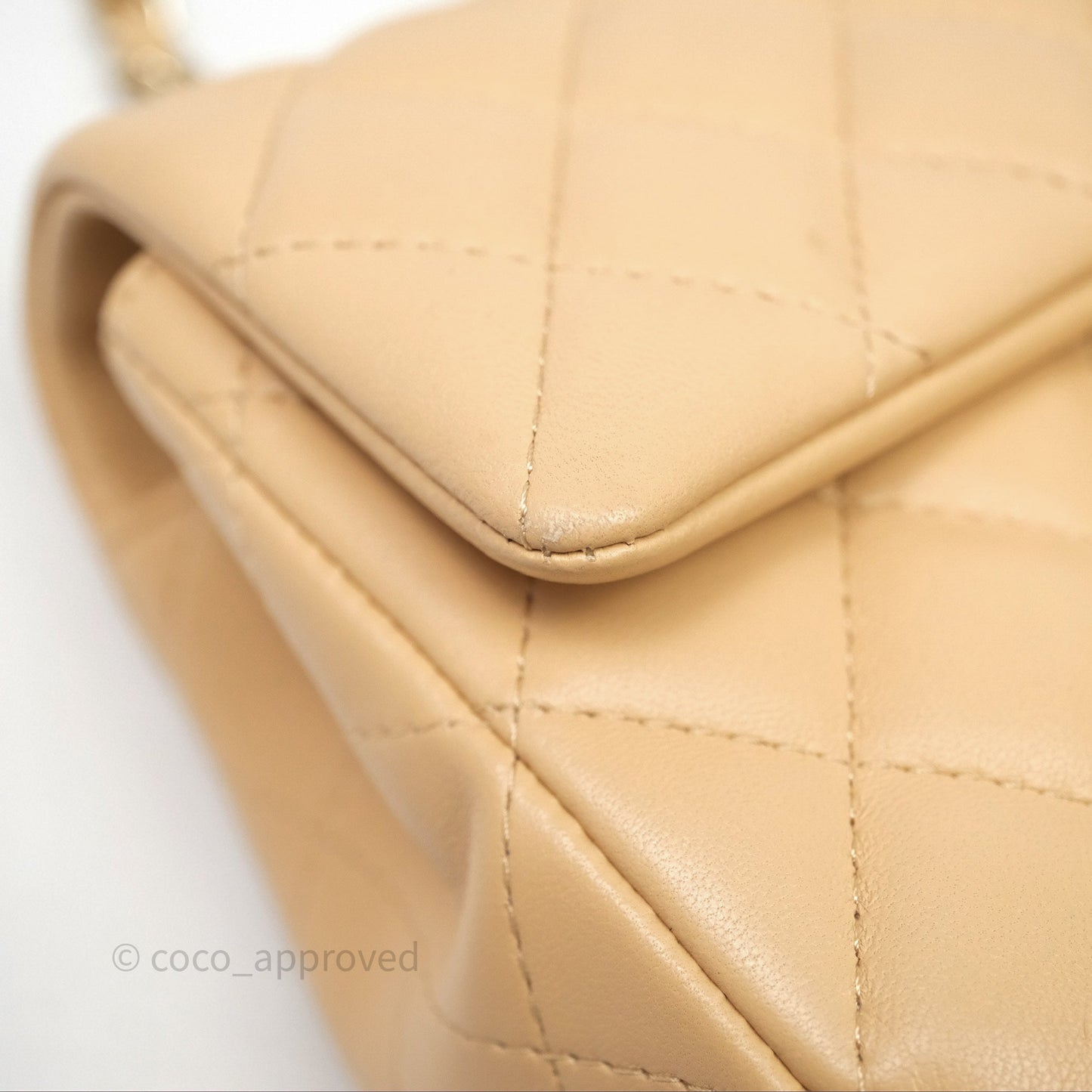 Chanel Mini Rectangular Quilted Beige Lambskin Gold Hardware