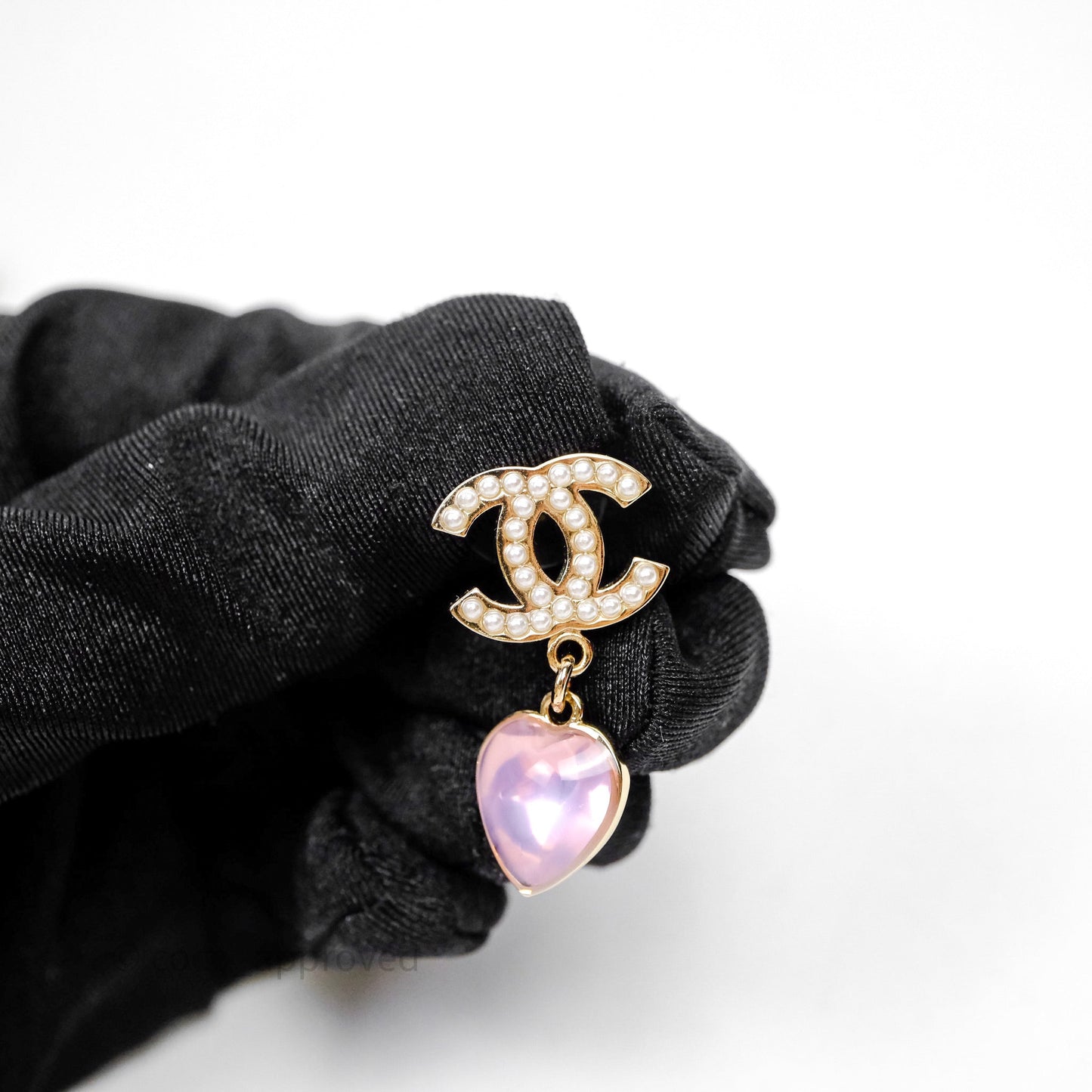 Chanel CC Crystal Heart Pink Drop Earrings 22B