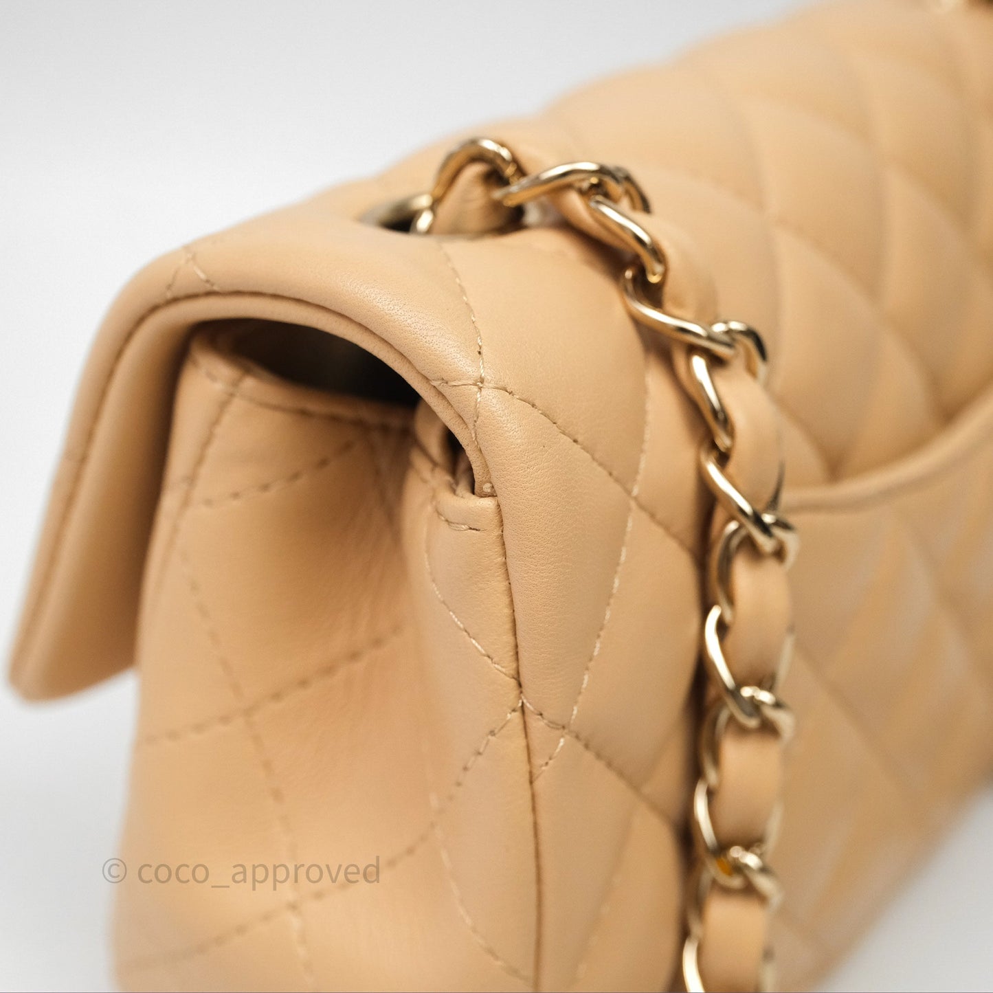 Chanel Mini Rectangular Quilted Beige Lambskin Gold Hardware