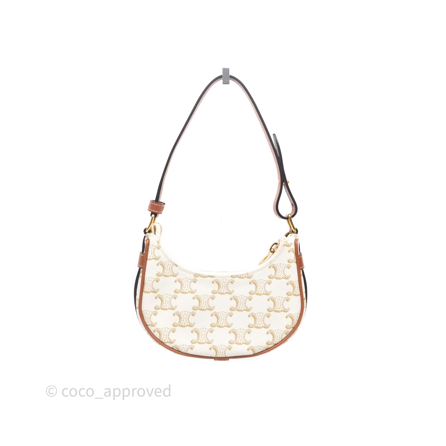 Celine Mini Ava Bag In Triomphe Canvas Calfskin White