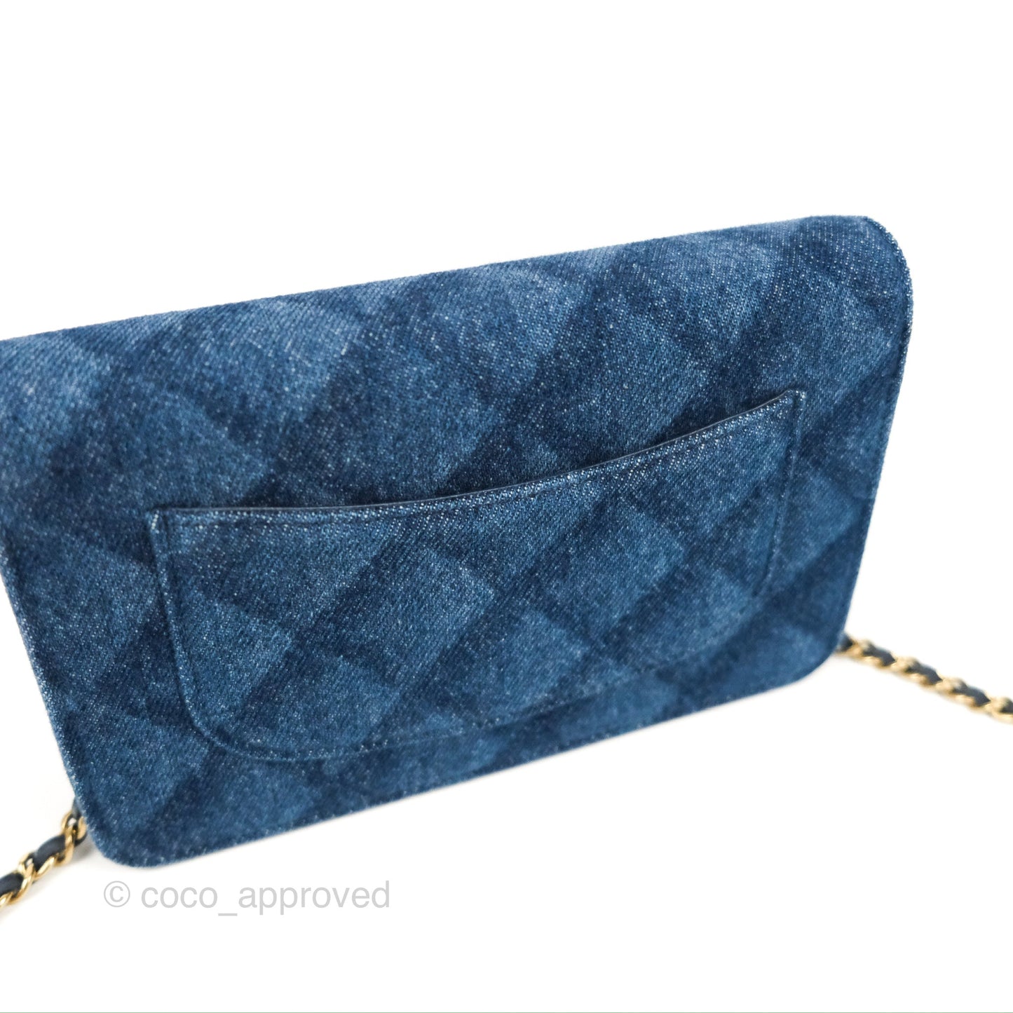 Chanel Quilted Classic Wallet on Chain WOC Denim Gold Hardware