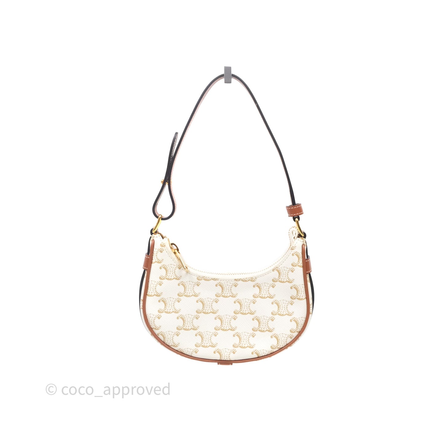Celine Mini Ava Bag In Triomphe Canvas Calfskin White