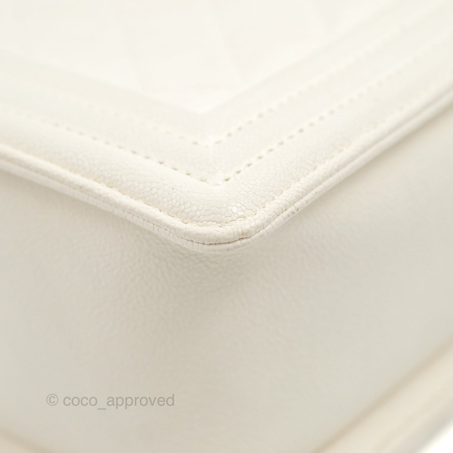 Chanel Quilted Medium Boy Ivory Caviar Gold Hardware