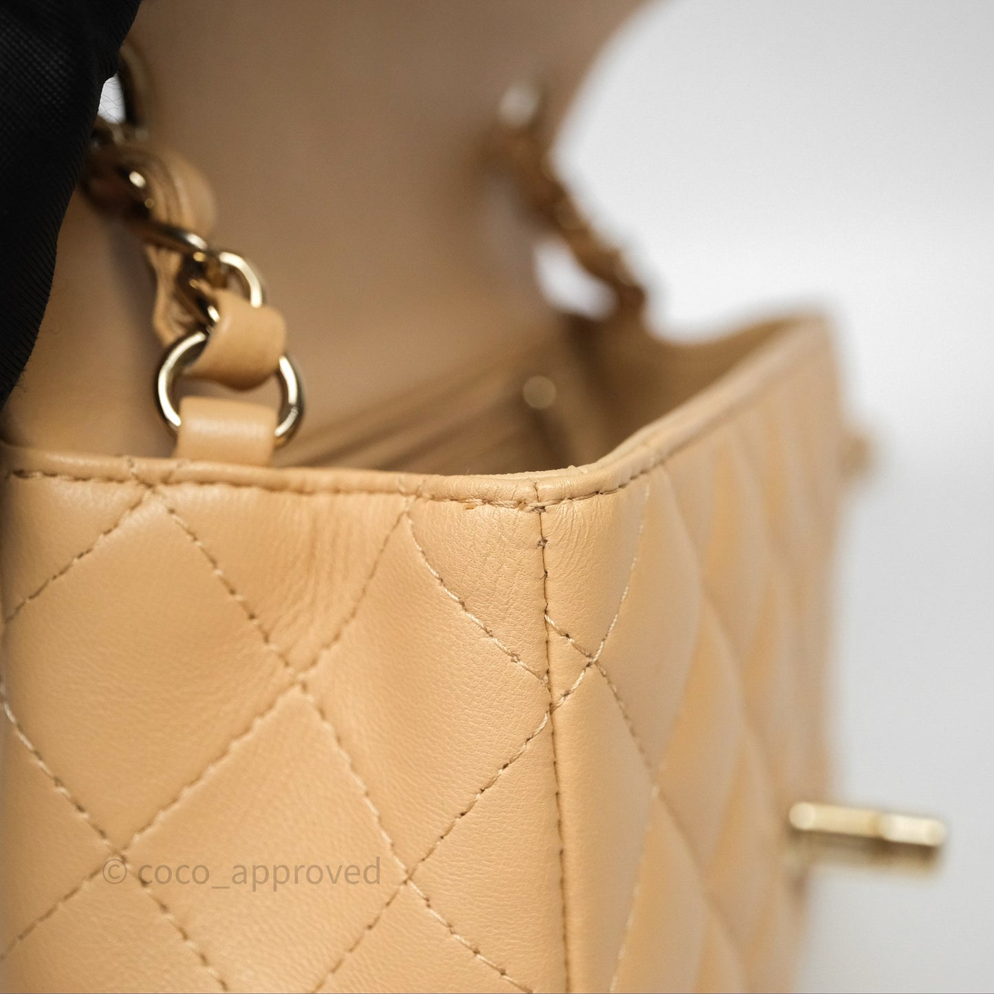 Chanel Mini Rectangular Quilted Beige Lambskin Gold Hardware