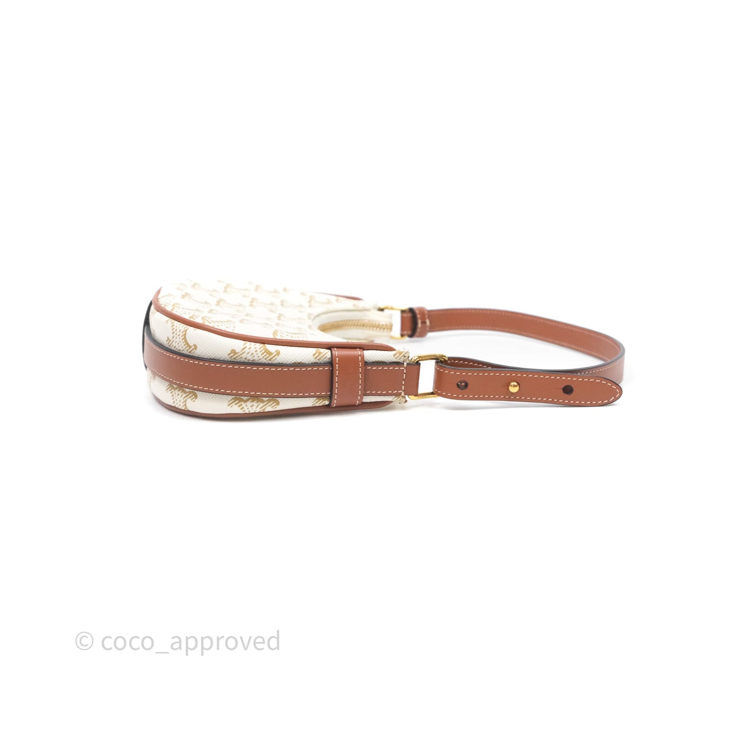 Celine Mini Ava Bag In Triomphe Canvas Calfskin White
