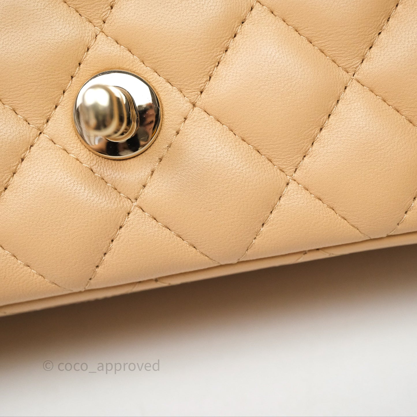 Chanel Mini Rectangular Quilted Beige Lambskin Gold Hardware