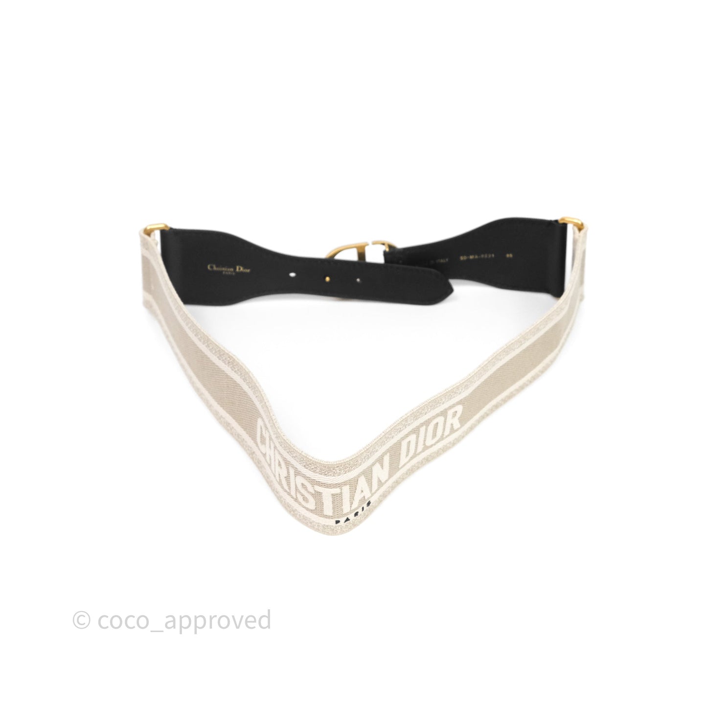 Dior CD Belt Embroidered Canvas Light Beige Size 85