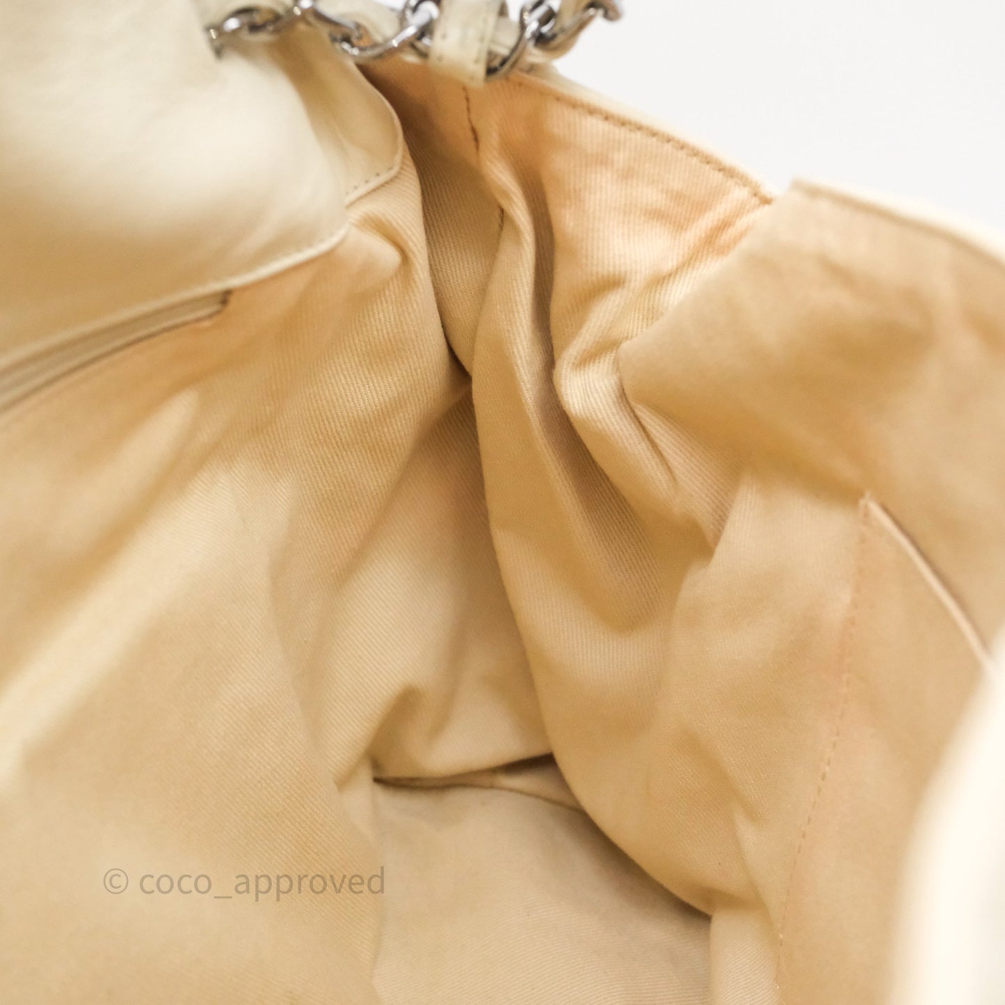 Chanel Expandable Ligne Flap Bag Ivory White Silver Hardware