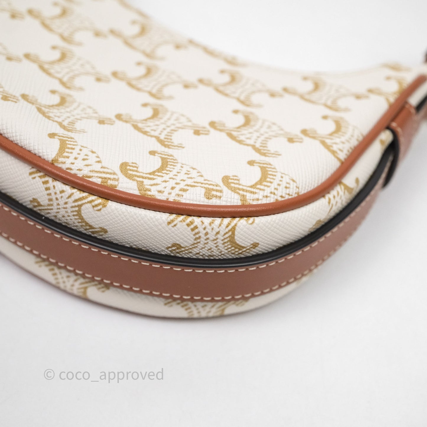 Celine Mini Ava Bag In Triomphe Canvas Calfskin White