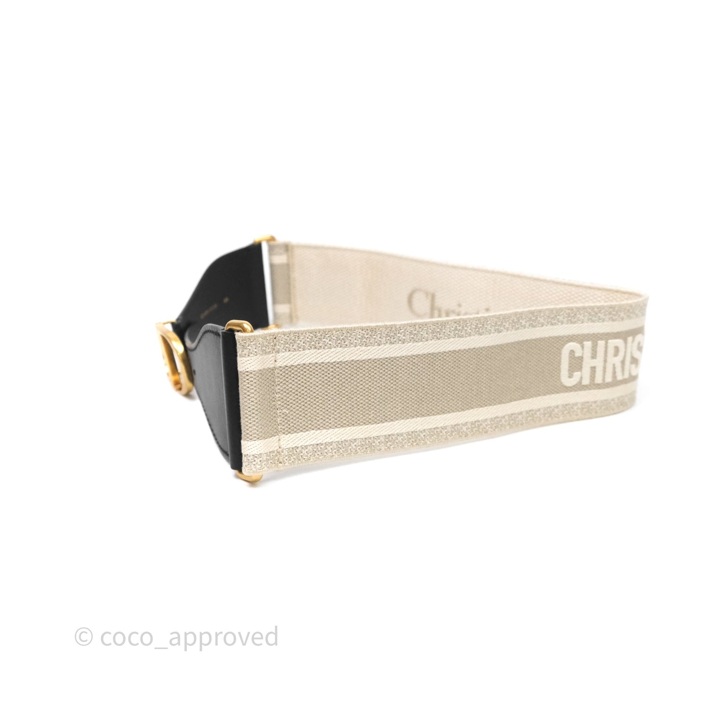 Dior CD Belt Embroidered Canvas Light Beige Size 85