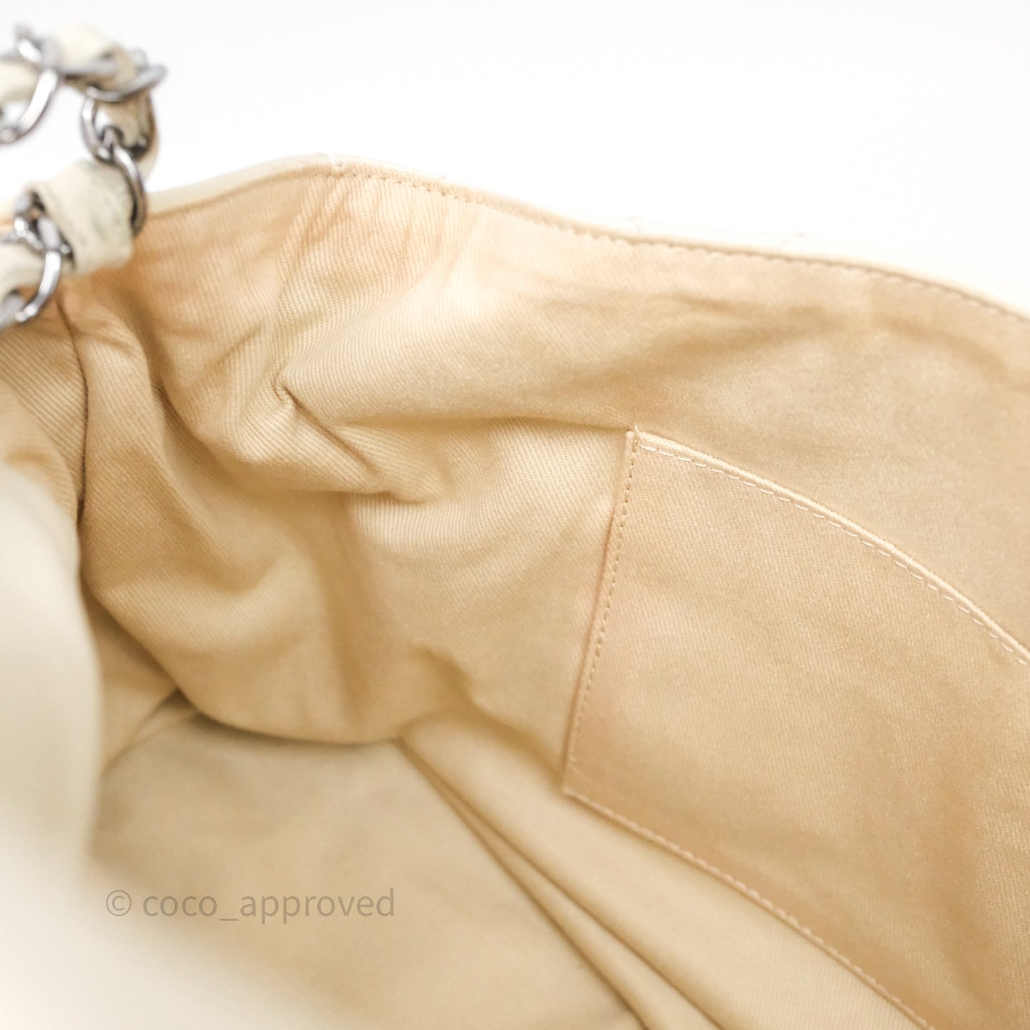 Chanel Expandable Ligne Flap Bag Ivory White Silver Hardware