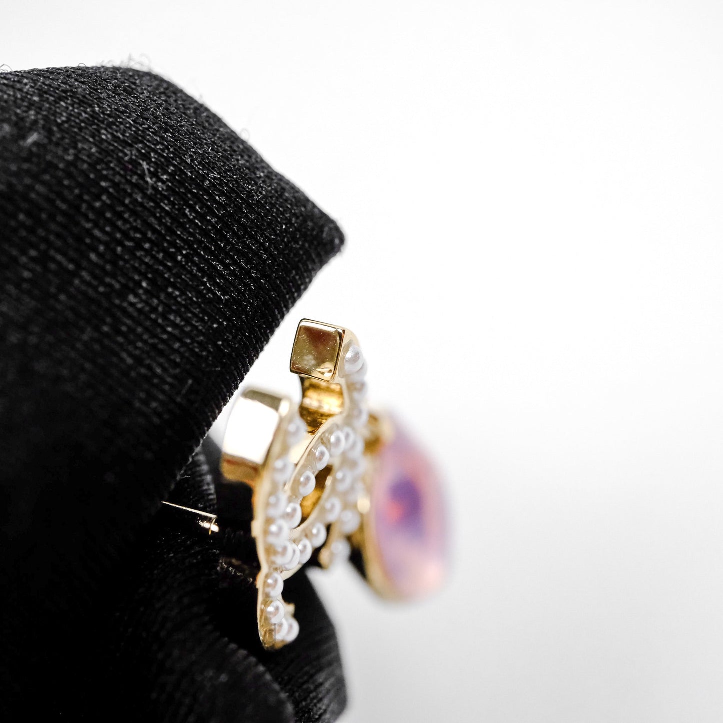 Chanel CC Crystal Heart Pink Drop Earrings 22B
