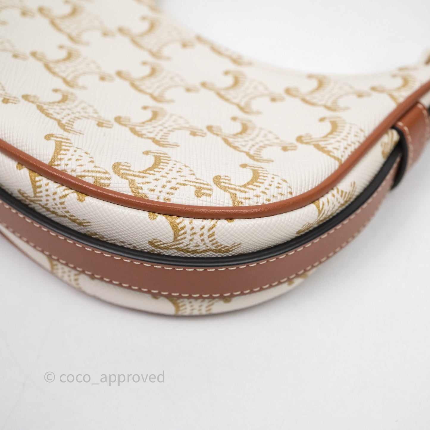 Celine Mini Ava Bag In Triomphe Canvas Calfskin White
