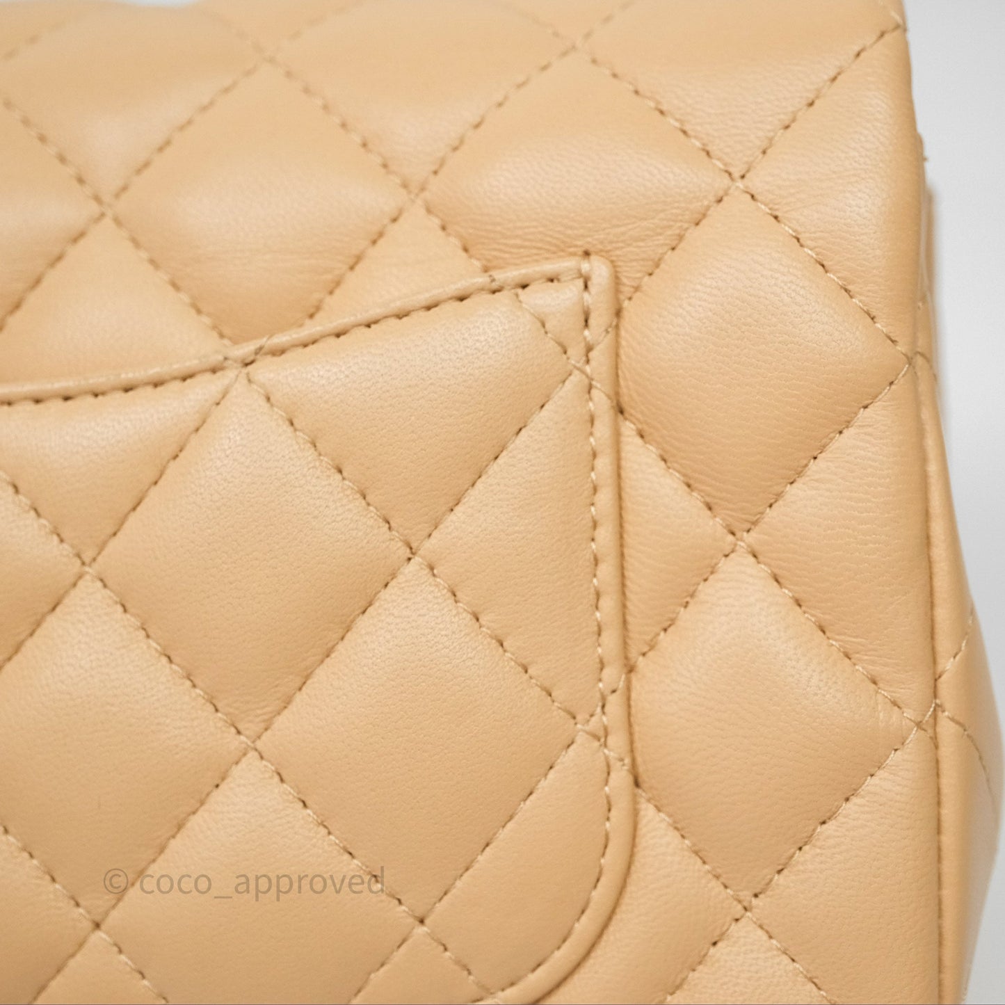 Chanel Mini Rectangular Quilted Beige Lambskin Gold Hardware
