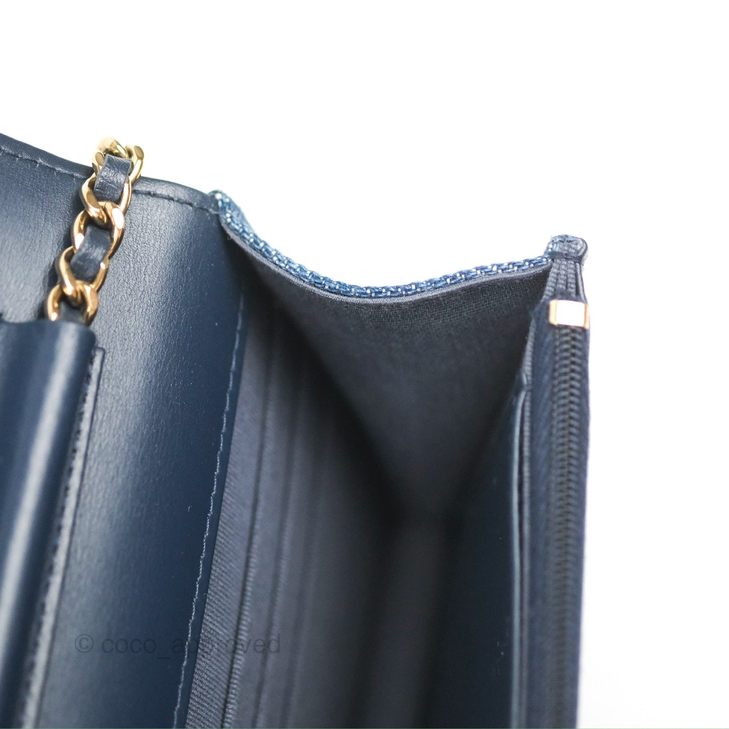 Chanel Quilted Classic Wallet on Chain WOC Denim Gold Hardware