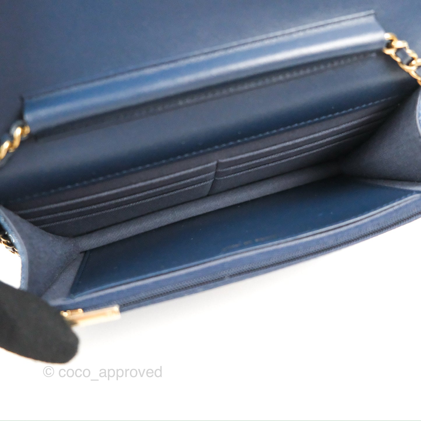 Chanel Quilted Classic Wallet on Chain WOC Denim Gold Hardware