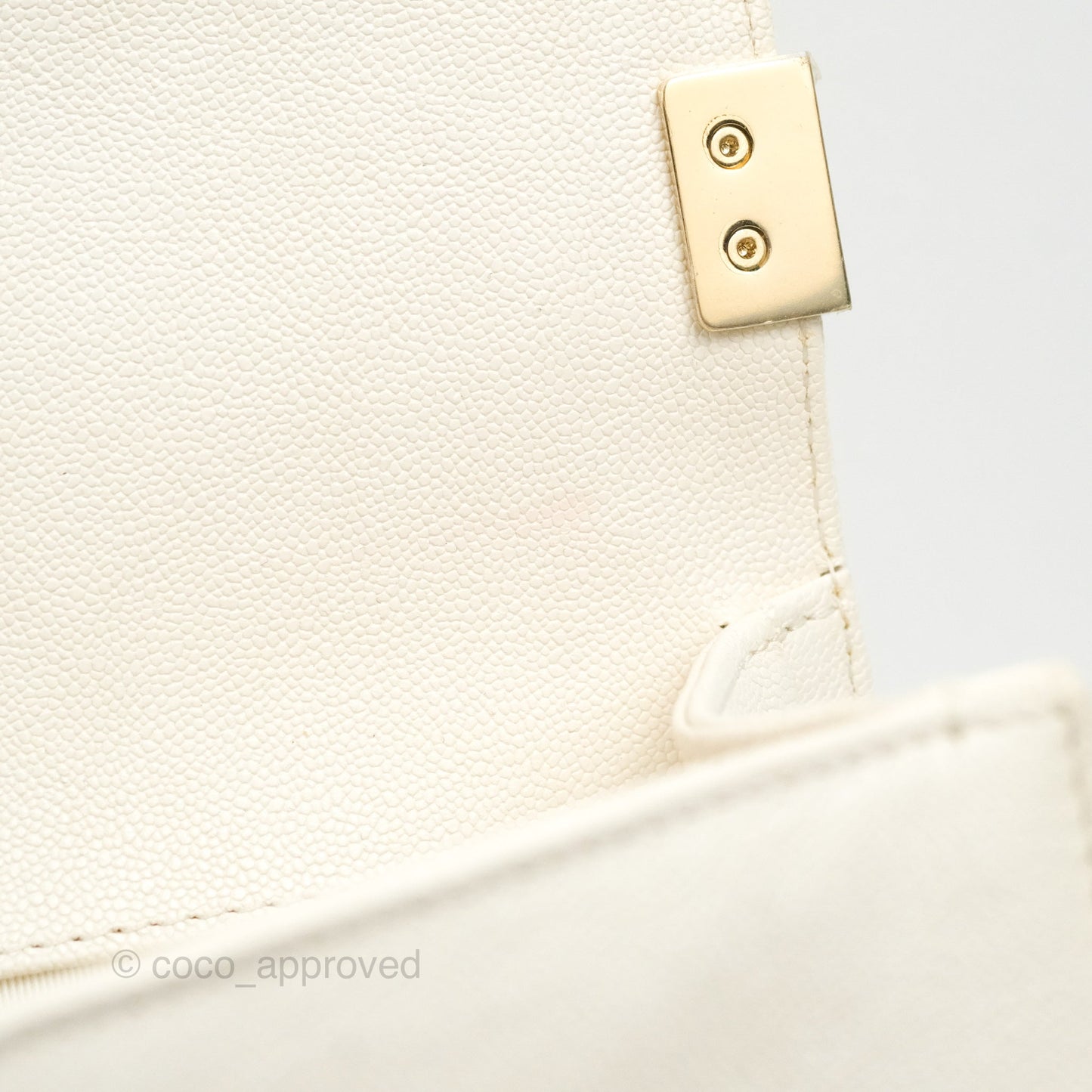 Chanel Quilted Medium Boy Ivory Caviar Gold Hardware