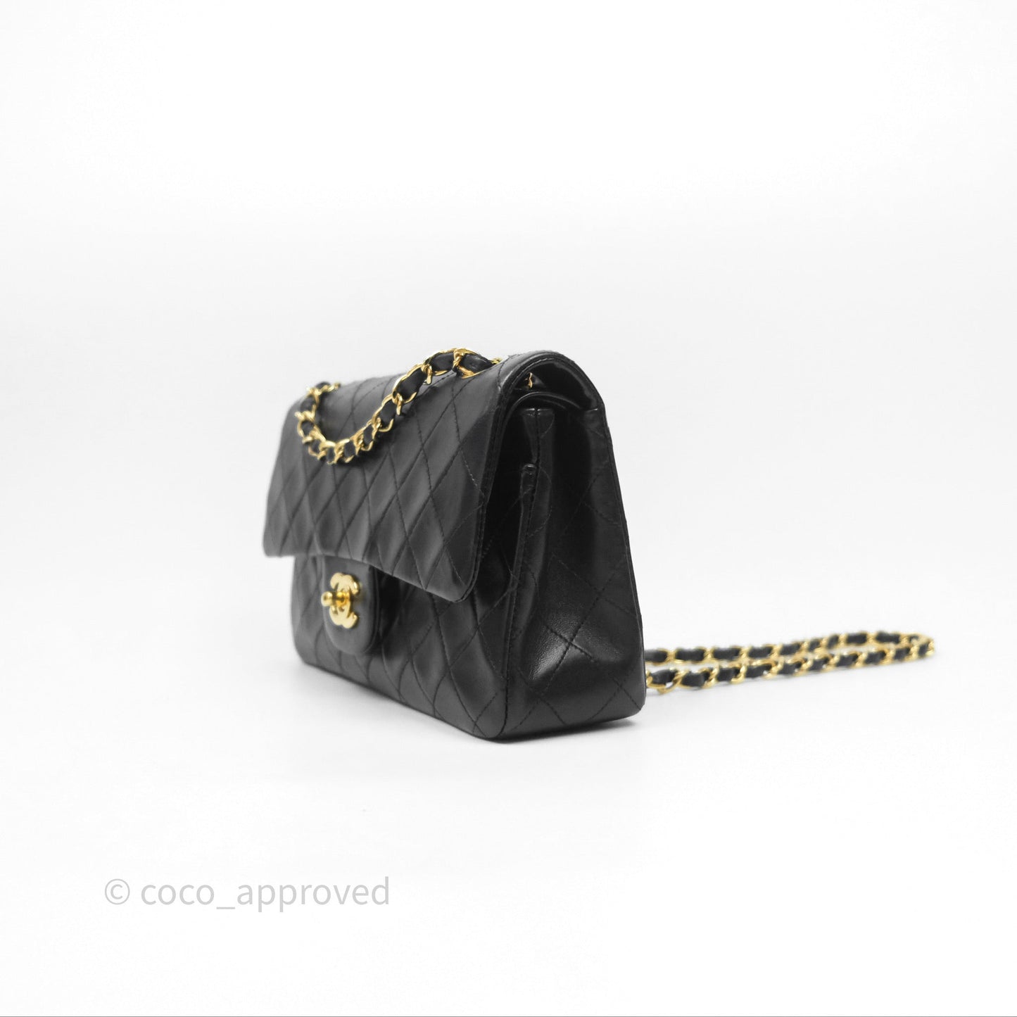 Chanel Vintage Lambskin Small Double Flap Bag Black Gold Hardware