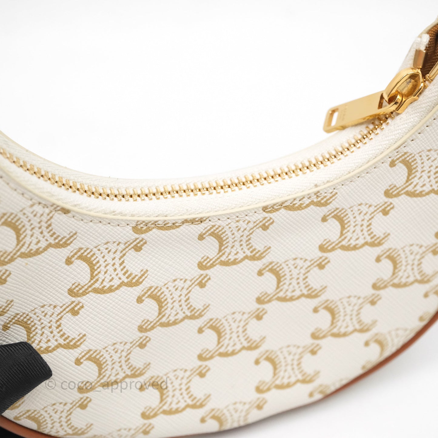 Celine Mini Ava Bag In Triomphe Canvas Calfskin White