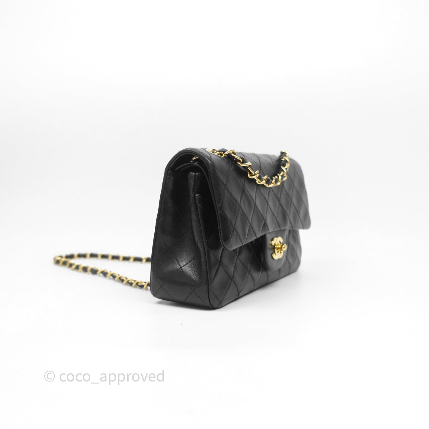 Chanel Vintage Lambskin Small Double Flap Bag Black Gold Hardware