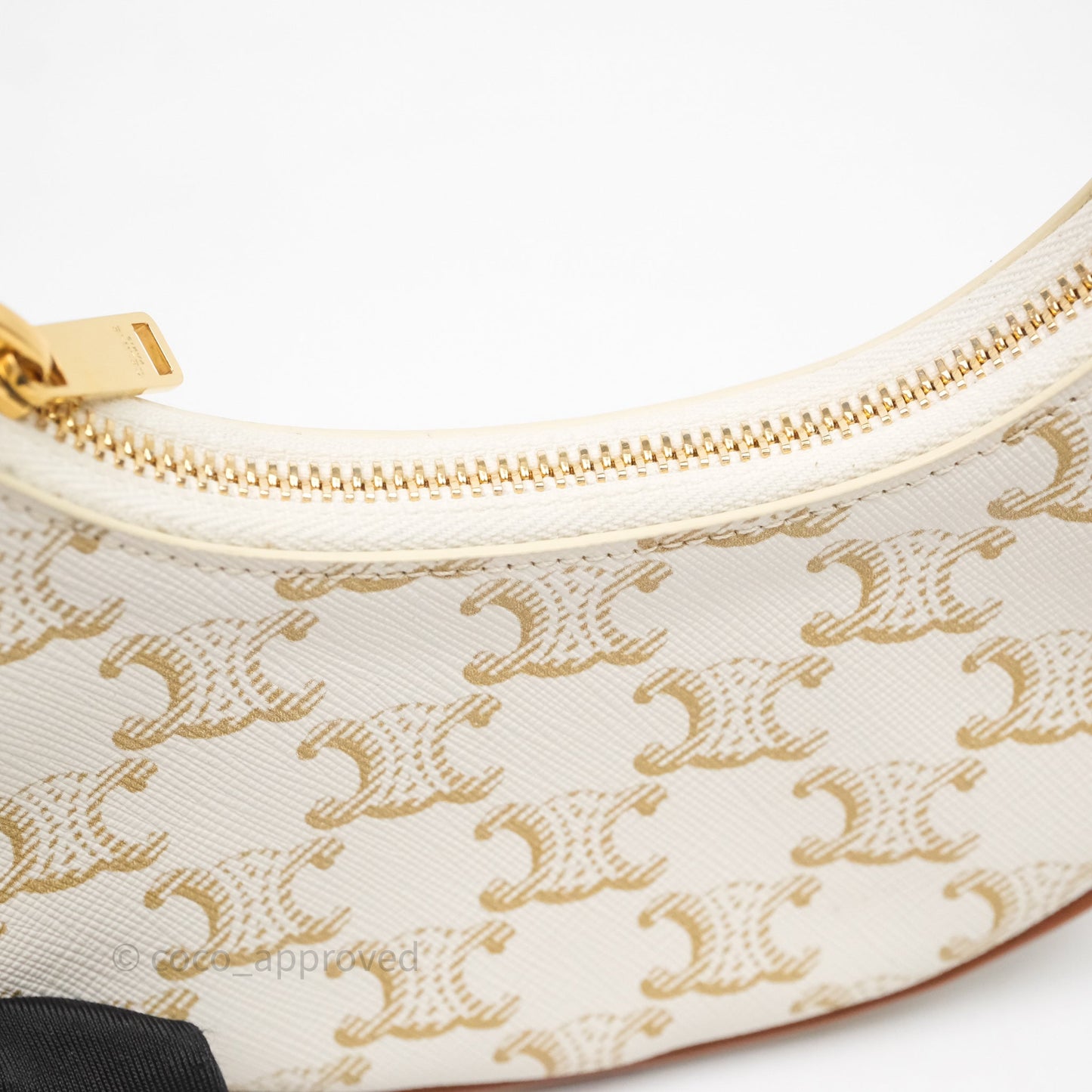 Celine Mini Ava Bag In Triomphe Canvas Calfskin White