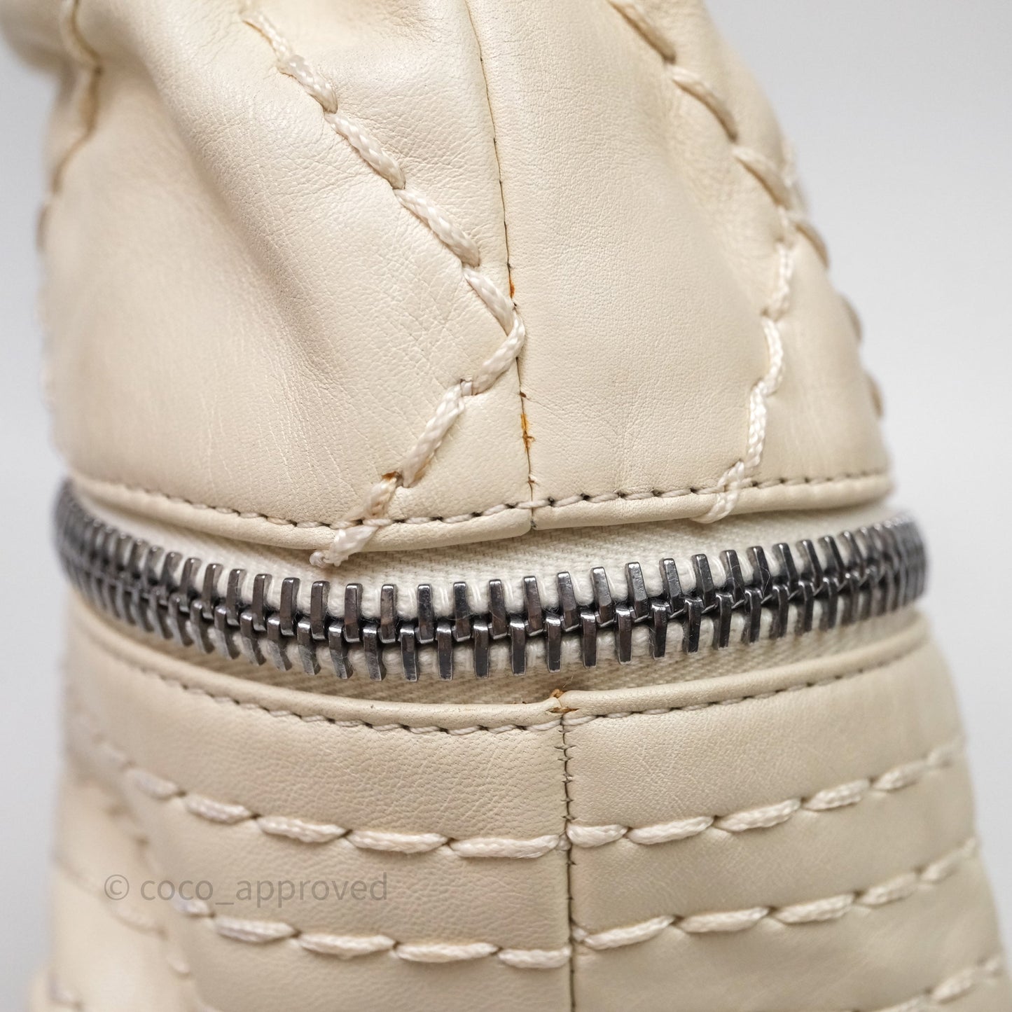Chanel Expandable Ligne Flap Bag Ivory White Silver Hardware