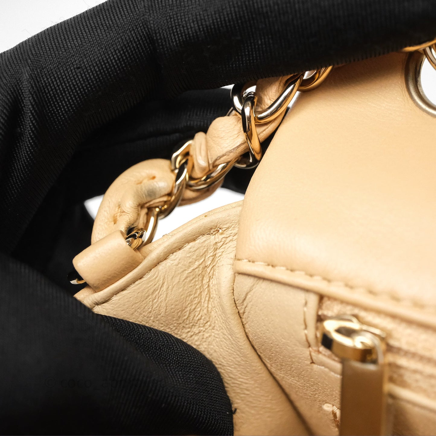 Chanel Mini Rectangular Quilted Beige Lambskin Gold Hardware