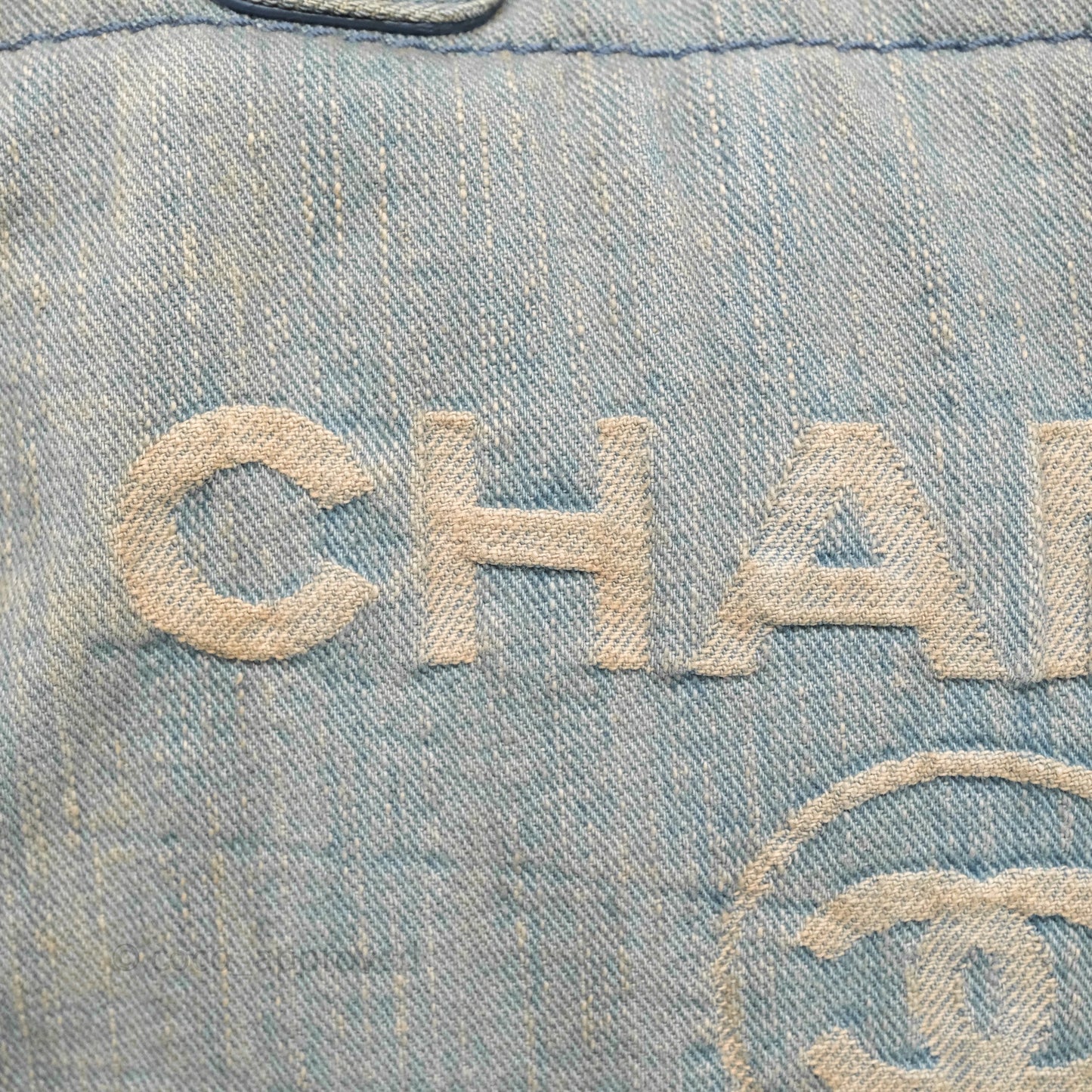 Chanel New Small Deauville Tote Denim Light Blue Aged Silver Hardware