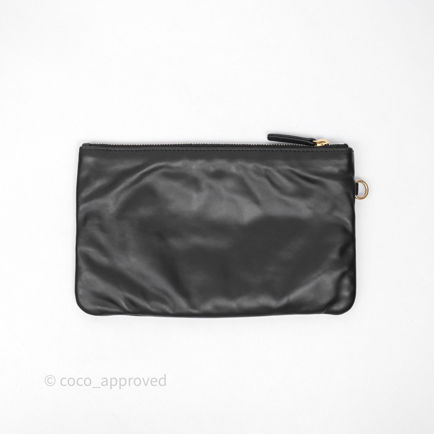 Chanel 22 Medium Black Crumpled Calfskin White Logo Aged Gold Hardware