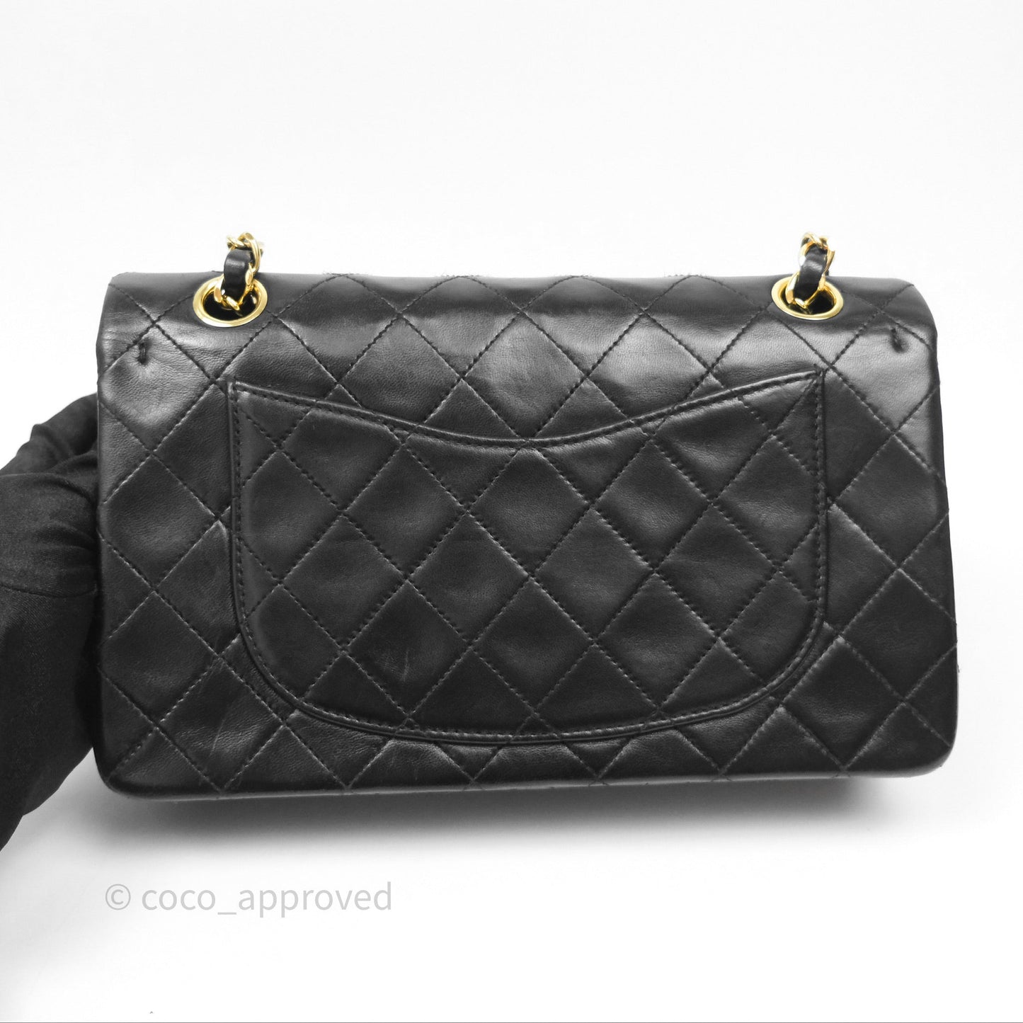 Chanel Vintage Lambskin Small Double Flap Bag Black Gold Hardware