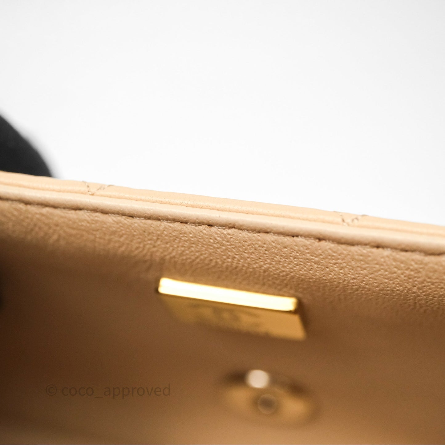 Chanel Mini Rectangular Quilted Beige Lambskin Gold Hardware