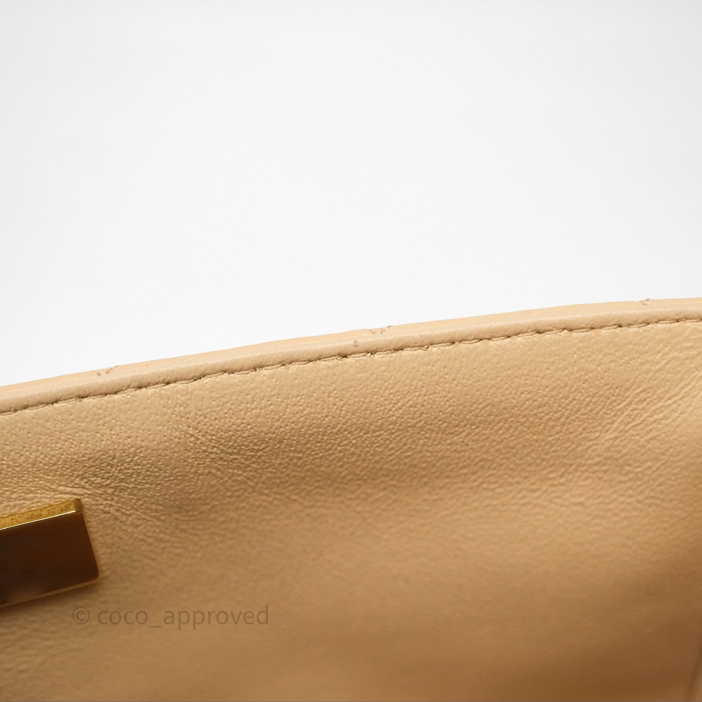 Chanel Mini Rectangular Quilted Beige Lambskin Gold Hardware