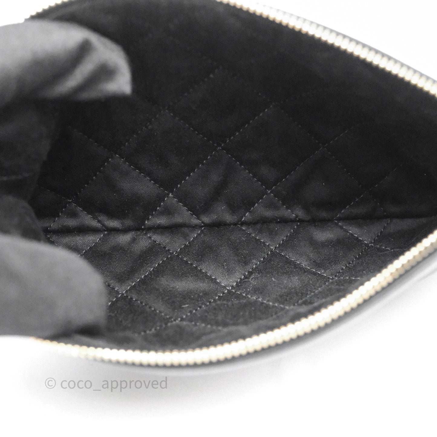 Chanel 22 Medium Black Crumpled Calfskin White Logo Aged Gold Hardware