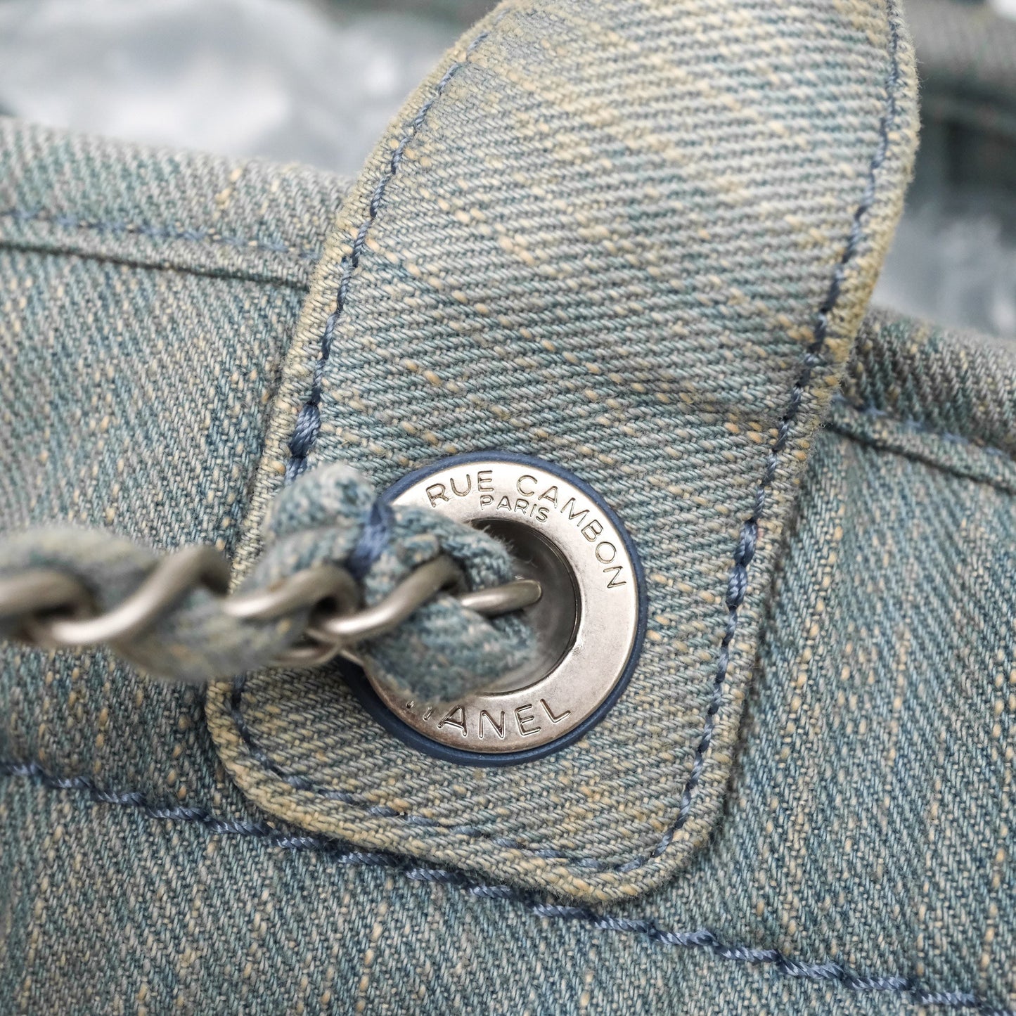 Chanel New Small Deauville Tote Denim Light Blue Aged Silver Hardware