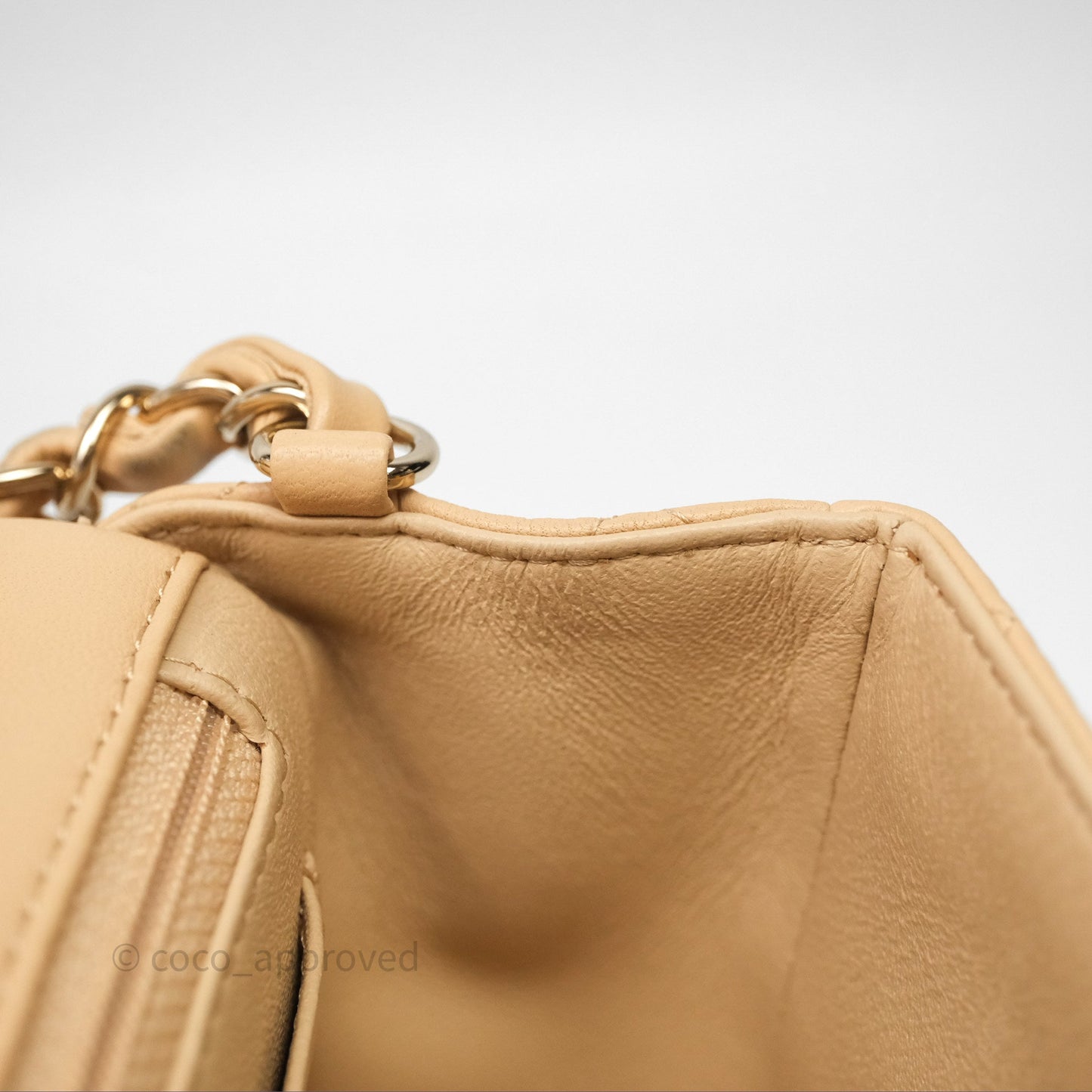 Chanel Mini Rectangular Quilted Beige Lambskin Gold Hardware