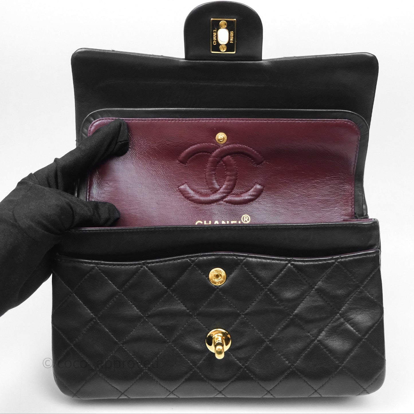 Chanel Vintage Lambskin Small Double Flap Bag Black Gold Hardware