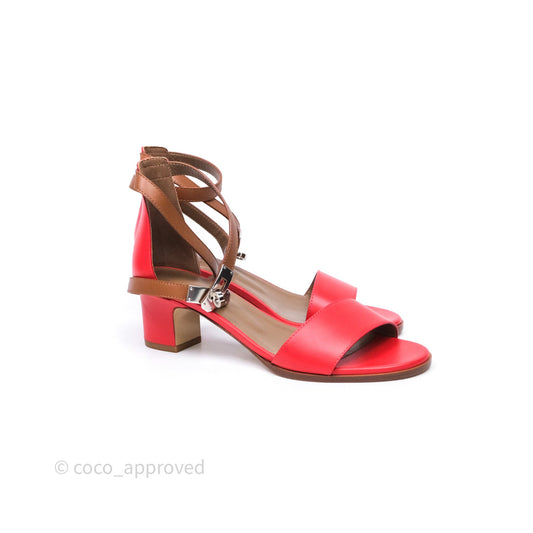 Hermes Manege Ankle Wrap Sandals Red Size 36