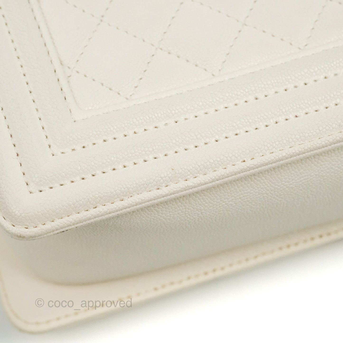 Chanel Quilted Medium Boy Ivory Caviar Gold Hardware