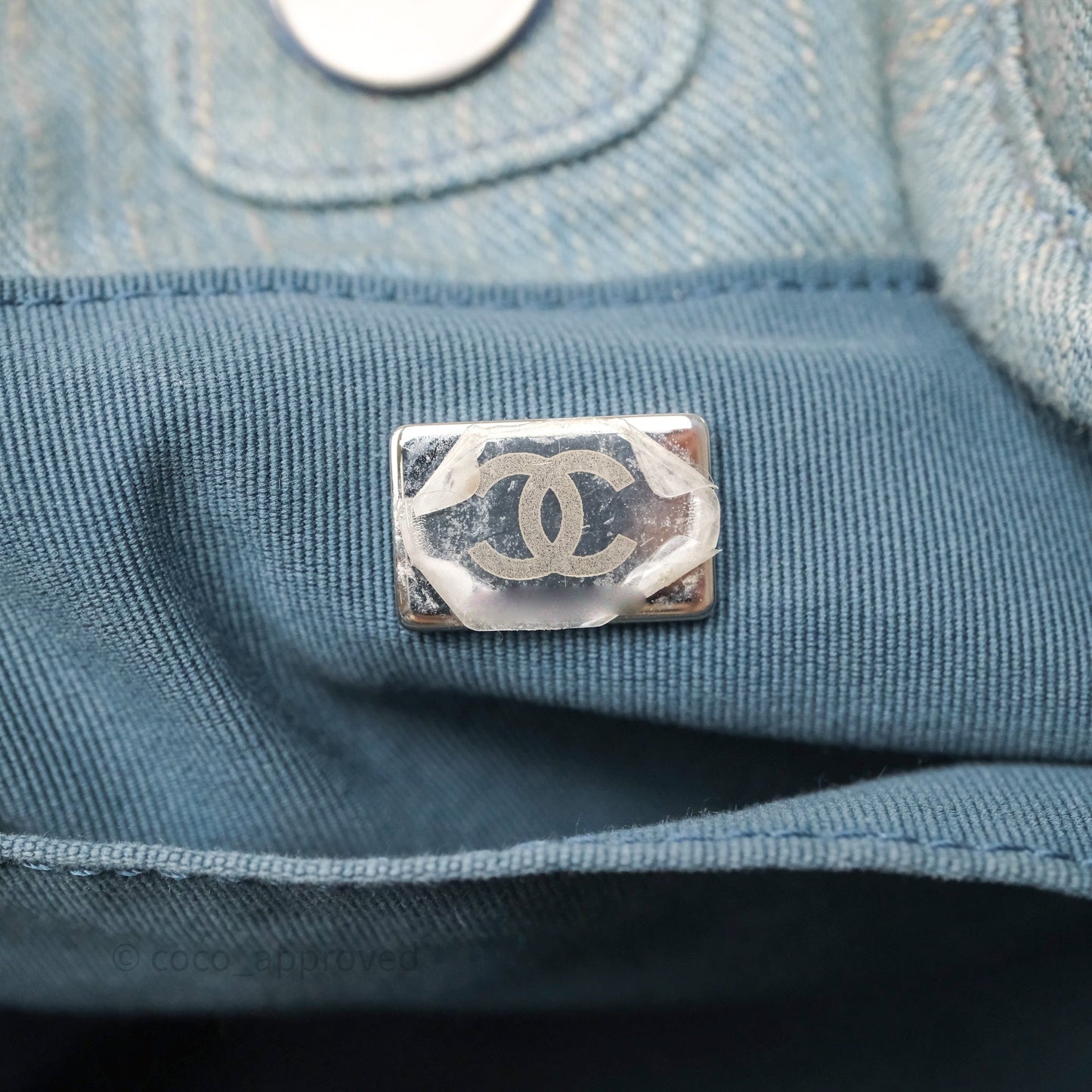 Chanel New Small Deauville Tote Denim Light Blue Aged Silver Hardware
