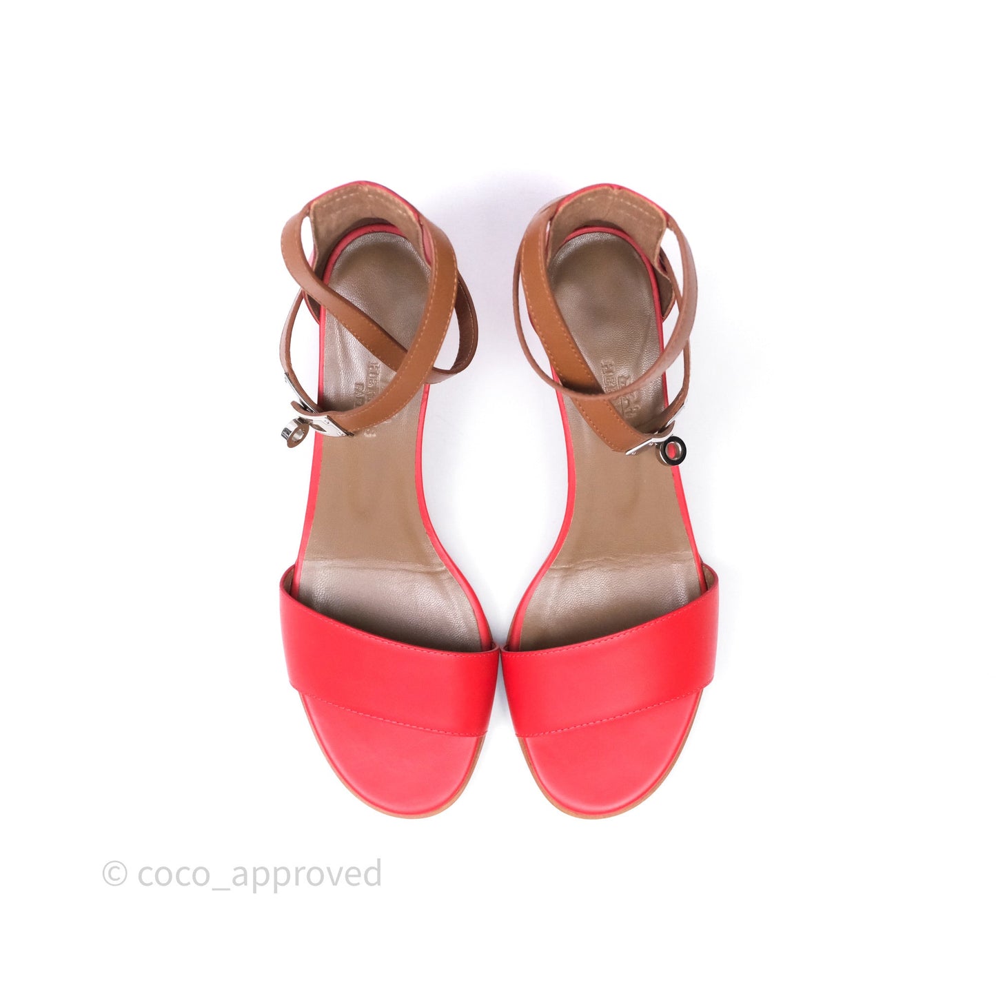 Hermes Manege Ankle Wrap Sandals Red Size 36
