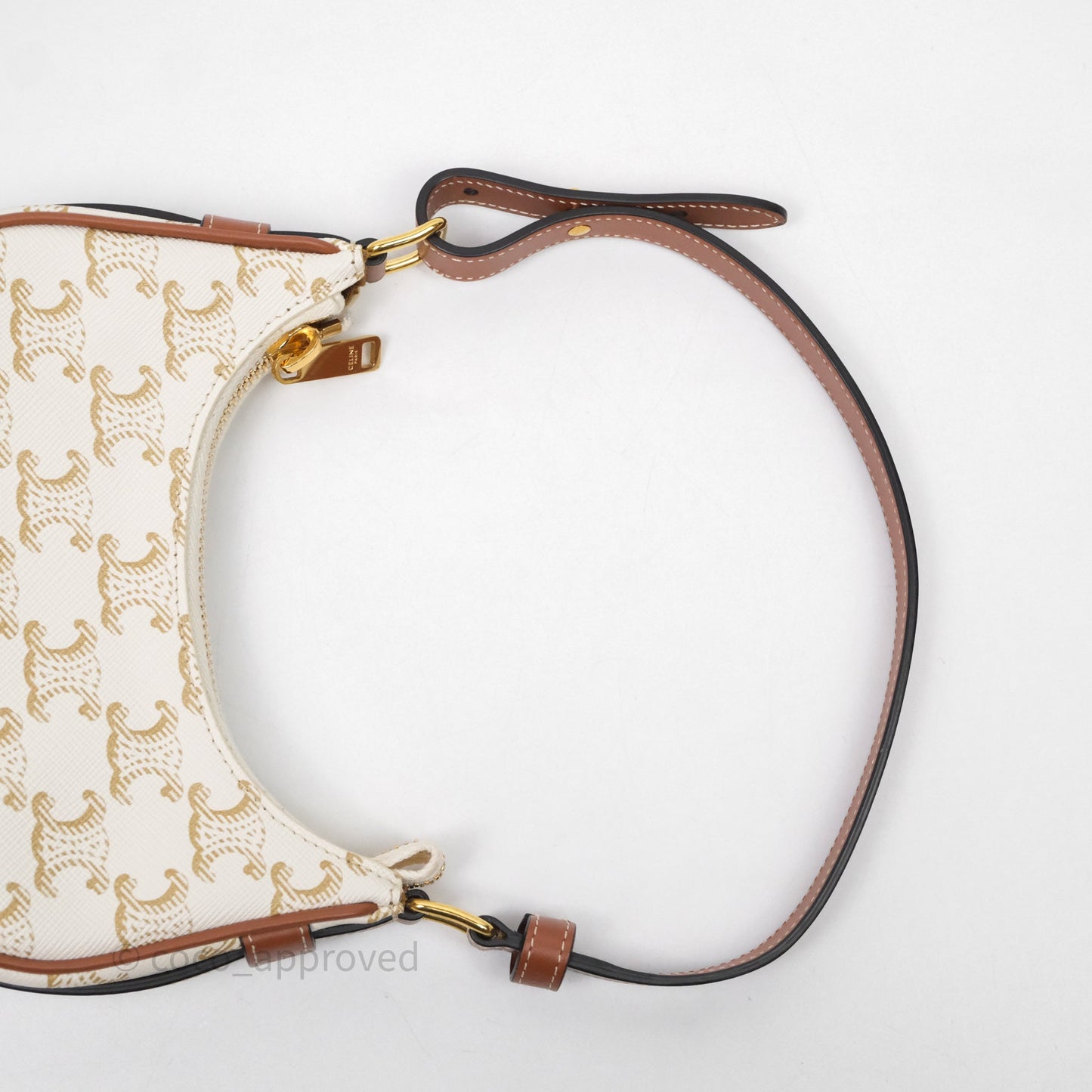 Celine Mini Ava Bag In Triomphe Canvas Calfskin White